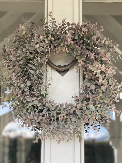 Faux eucalyptus wreath front view