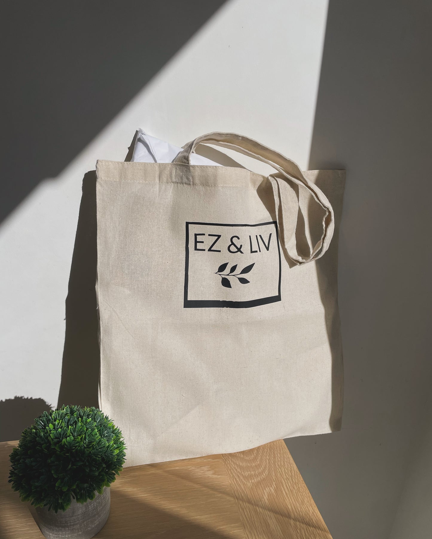 Ez & Liv beige canvas tote main view