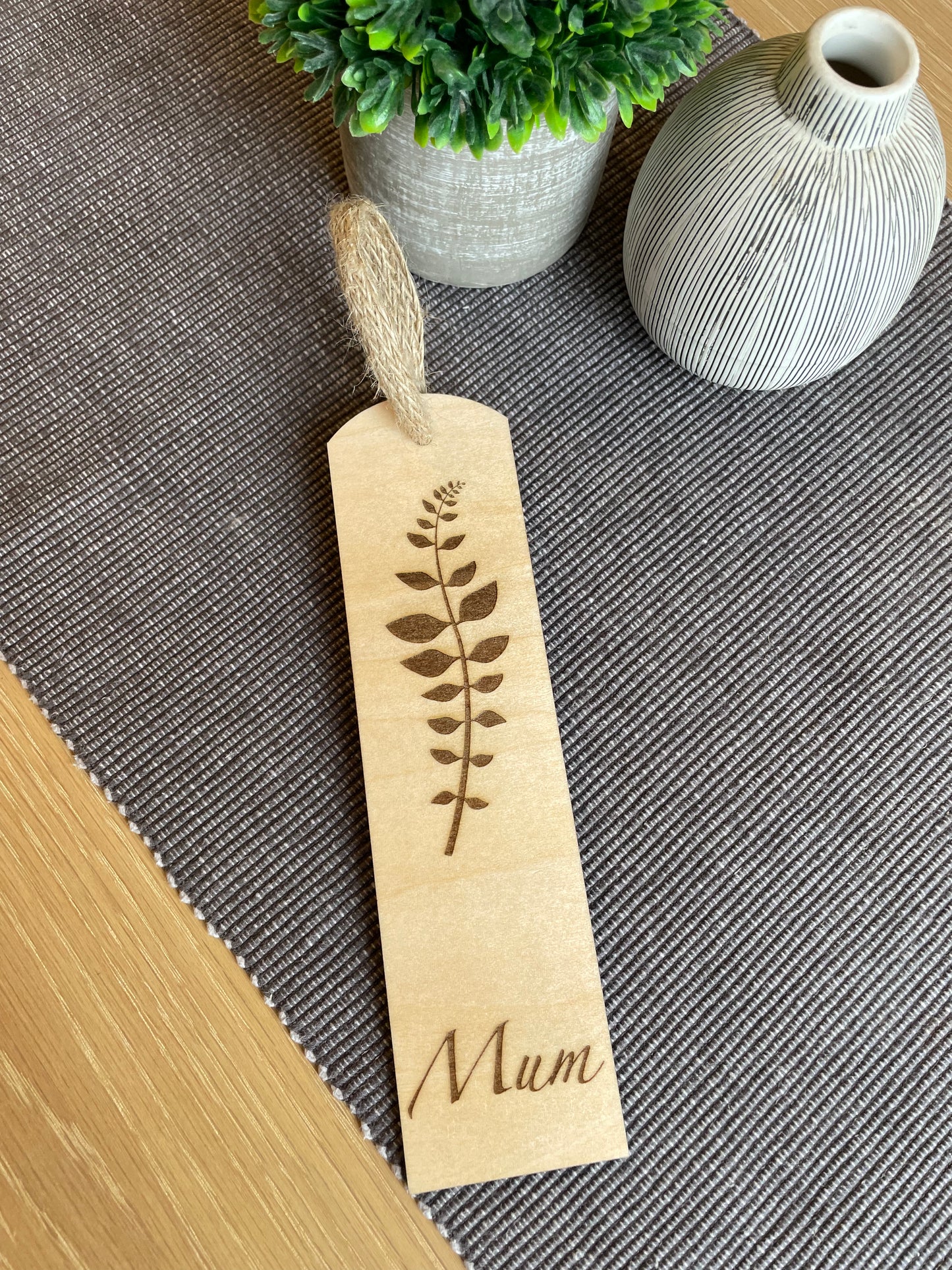 wooden bookmark, personalised, name, message or scripture, front view