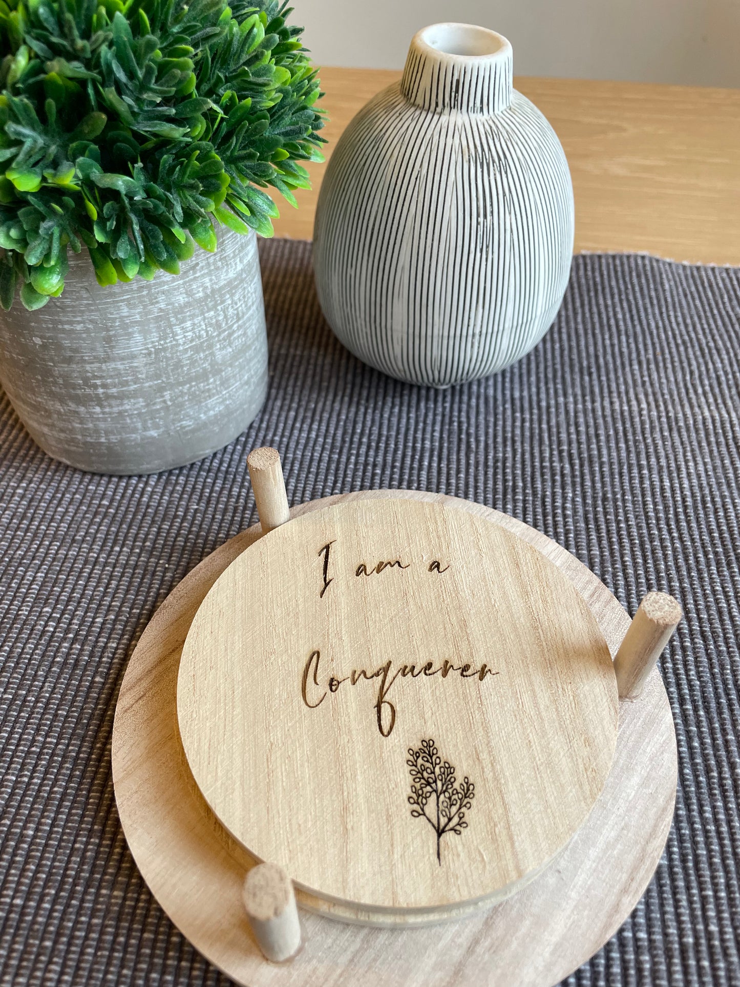 Botanical Wooden Coaster Set of 4