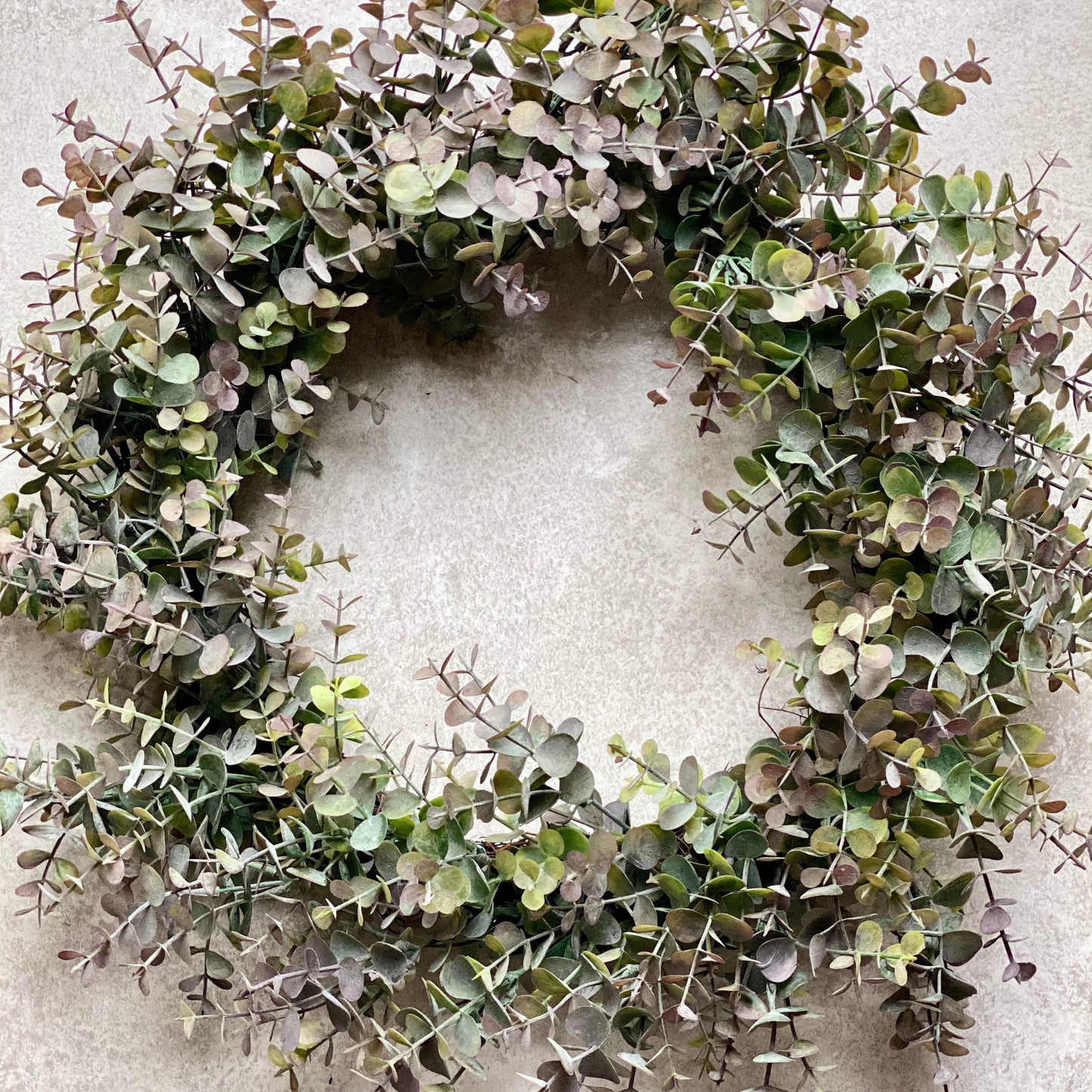Faux eucalyptus wreath front view