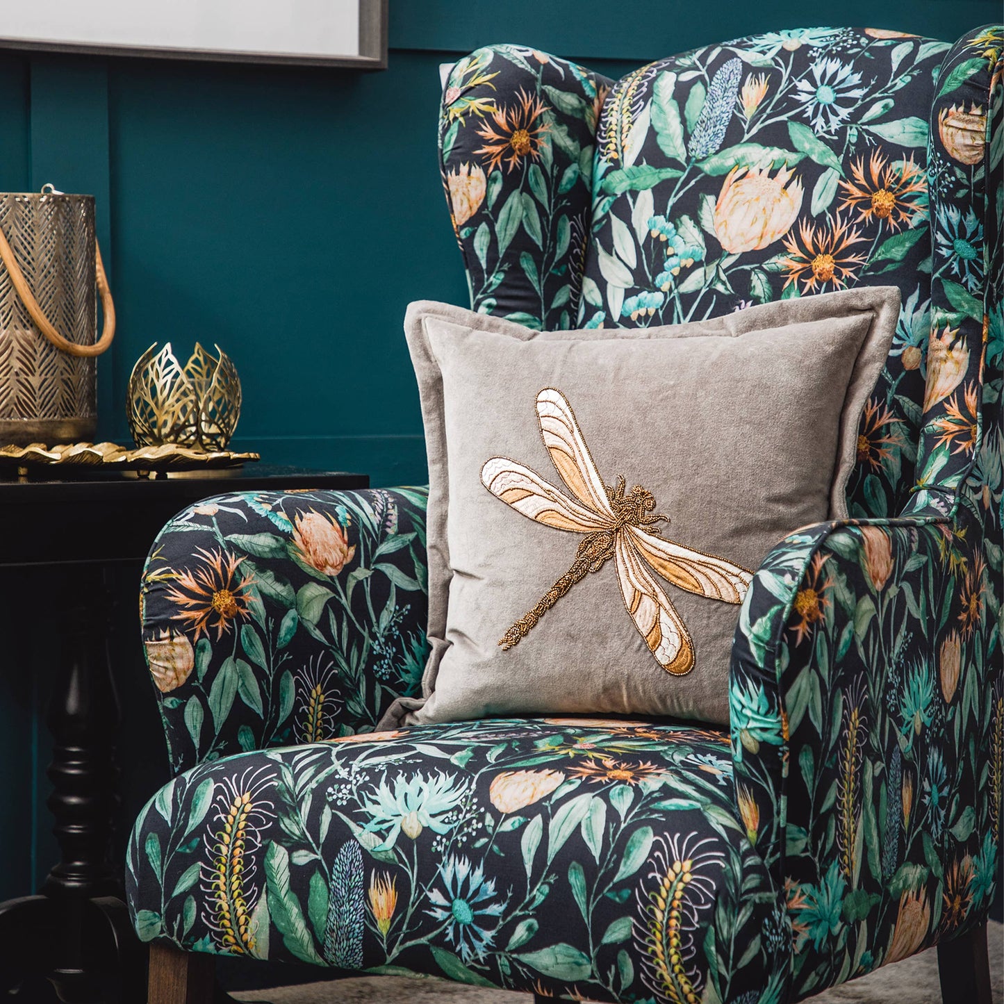 'Aria' Embroidered Cushion | Grey