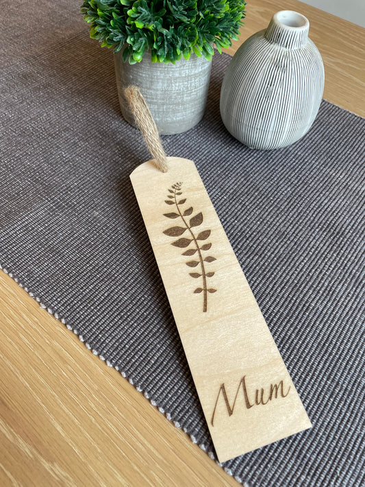wooden bookmark, personalised, name, message or scripture, front view 